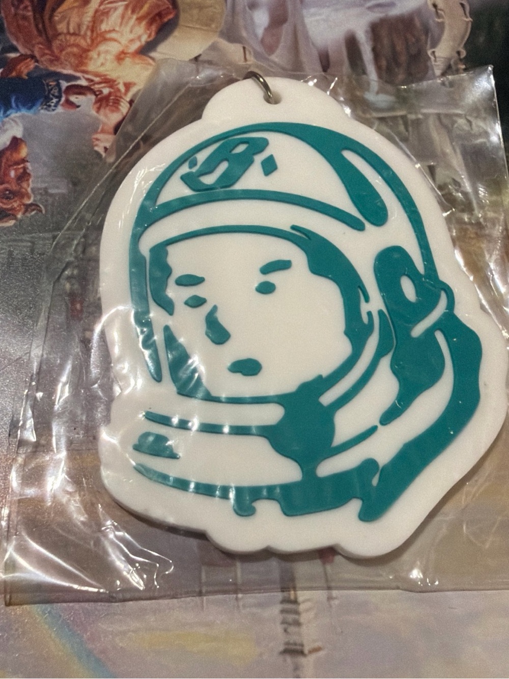 Billionaire Boys Club White and Teal Astronaut Silicone Charm Keychain